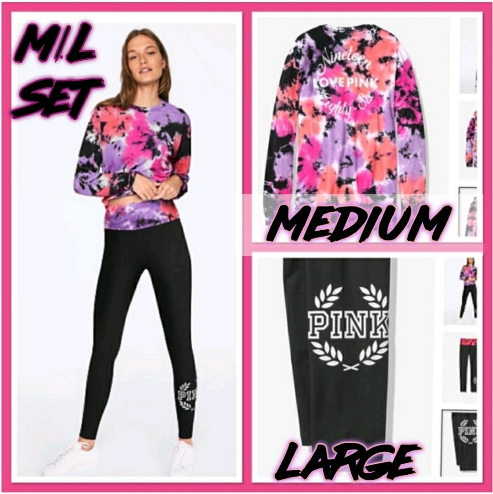 Vs pink tie dye campus shirt and leggings